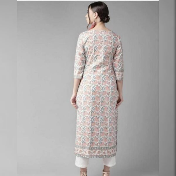 Women Printed Viscose Rayon Straight kurta, White - Image 2