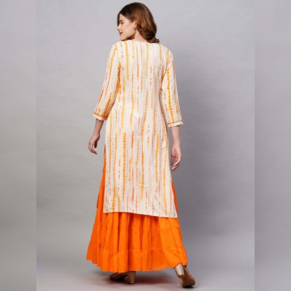 Women Floral Print Viscose Rayon Straight kurta, Yellow Orange - Image 2