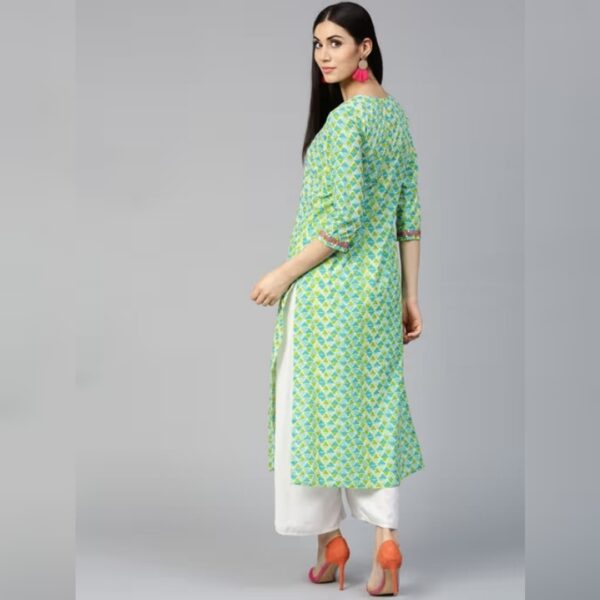 Women Printed Pure Cotton Straight kurta - Image 2