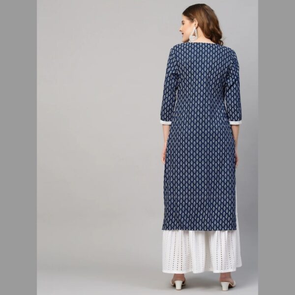 Women Printed Viscose Rayon Straight kurta, Blue - Image 2