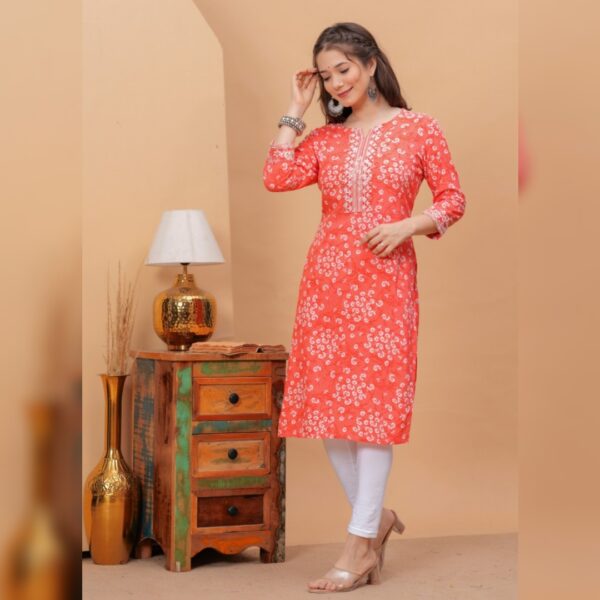 Women Printed Viscose Rayon Straight kurta, Pink