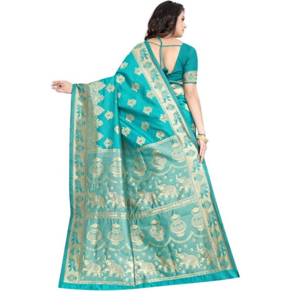 Woven Banarasi, Silk Blend, Art Silk Saree, Light Blue