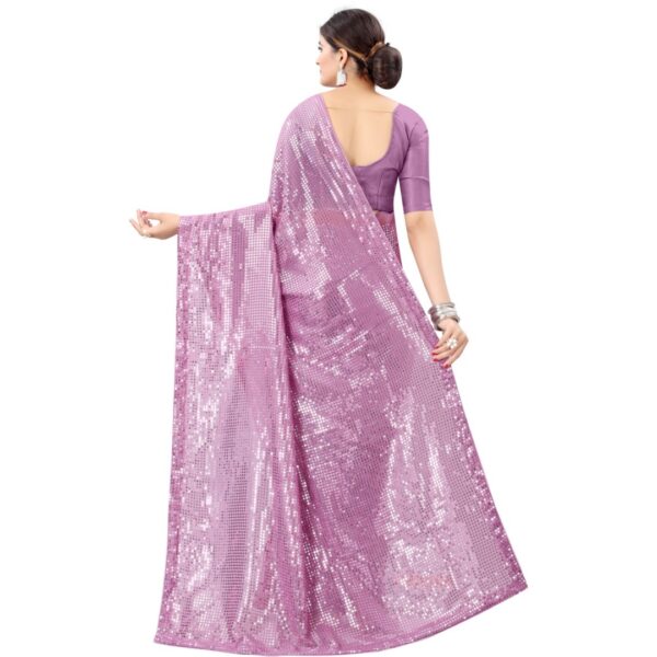 Embellished Bollywood Georgette Saree, Purple - Image 2