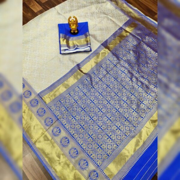 Woven Kanjivaram, Pure Silk Saree, Grey - Image 2