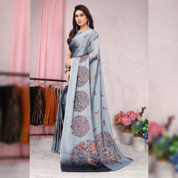 Solid/Plain Embellished Daily Wear Cotton Saree, Grey