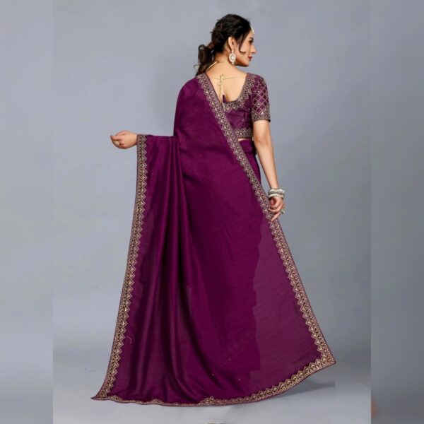 Embroidered Banarasi, Art Silk Saree, Maroon - Image 2