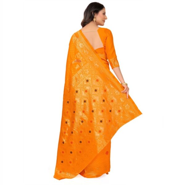 Woven Kanjivaram, Art Silk Saree, Yellow - Image 2