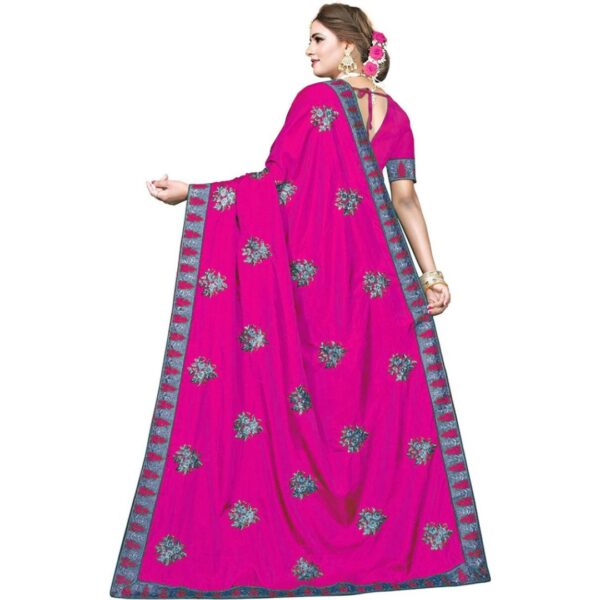 Embroidered Daily Wear Art Silk Saree, Pink - Image 2