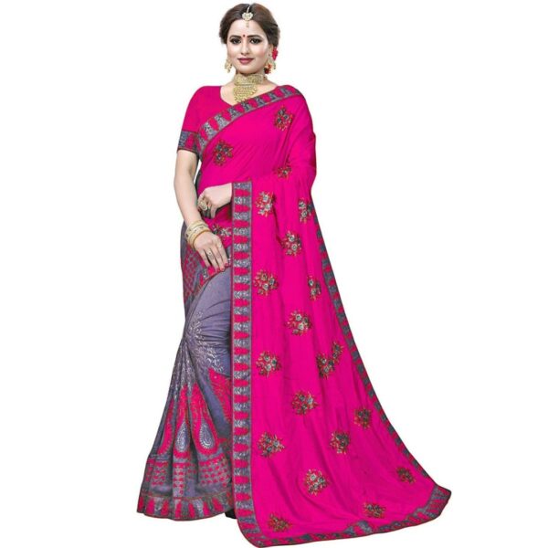 Embroidered Daily Wear Art Silk Saree, Pink