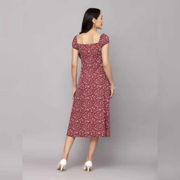 Women A-line Maroon Dress, One Piece - Image 2