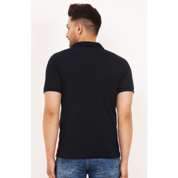 Men Solid Polo Neck Cotton Blend Dark Blue, Grey T-shirt - Image 2