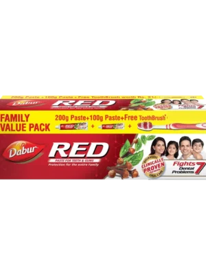 Dabur Red Toothpaste - 300 Gm (200 + 100 Gm) + Toothbrush Free