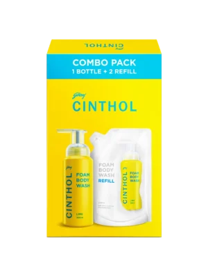 Cinthol Lime Foam Body Wash Combo Pack (1 Bottle + 2 Refill) - 600 Ml