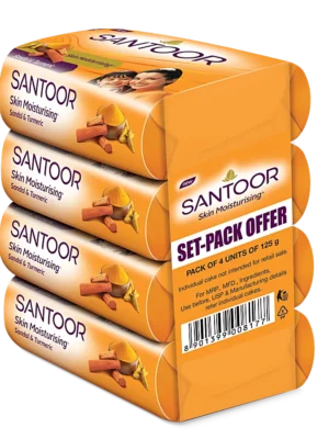 Santoor Sandal & Almond Soap - 125 Gm x 4