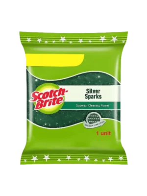 Scotch Brite Silver Sparks Green Scrub Pad | 1 Pc | Scrub Pad for Kitchen, Utensils Cleaning