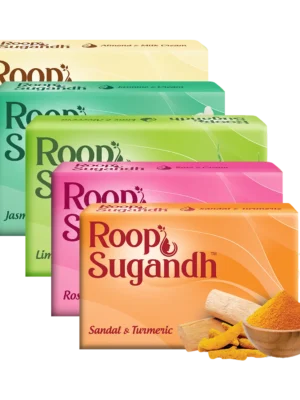 Roop Sugandh Assorted (Almond+Jasmine+Rose+Lime+Sandal) Soap - 100 Gm x 5